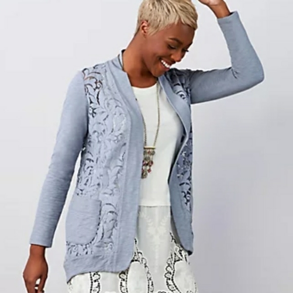 LOGO Lori Goldstein lace cardigan - Picture 1 of 7